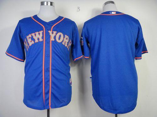 Mets Blank Blue Alternate Road Cool Base Stitched MLB Jersey - Click Image to Close
